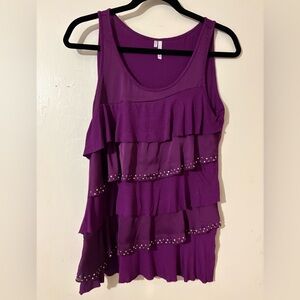 Studio Y Deep Purple Ruffle Tank Top